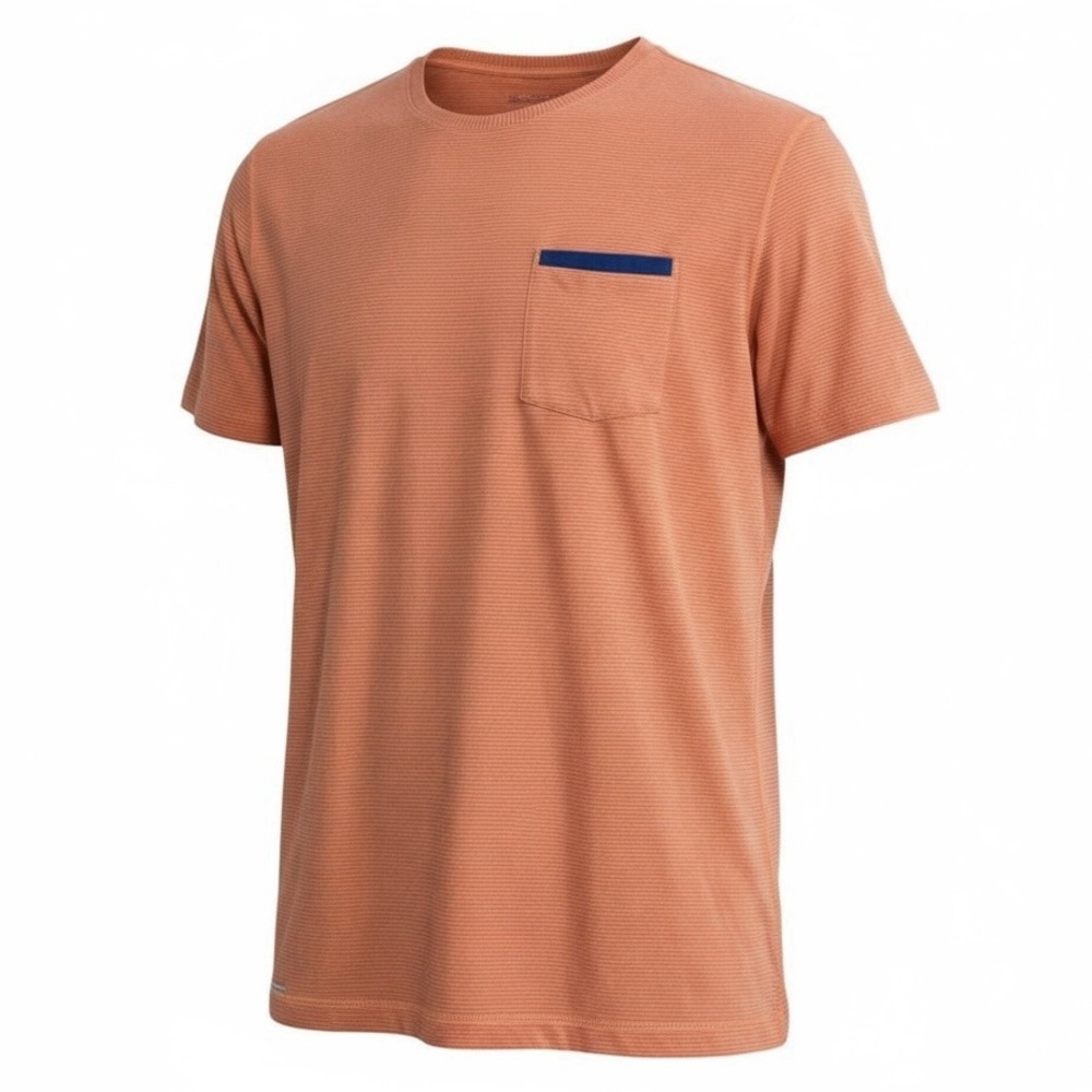 Lululemon R.A.D. Run All Day) Short Sleeve Shirt Orange Blue Men's Size M